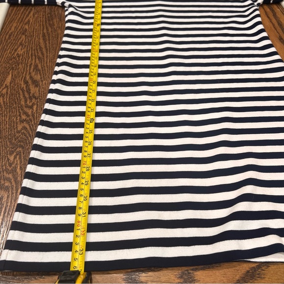 J. Crew Striped Relaxed Cotton Shift Mini Dress, Navy Blue White 3/4 sleeve, S - Picture 11 of 11